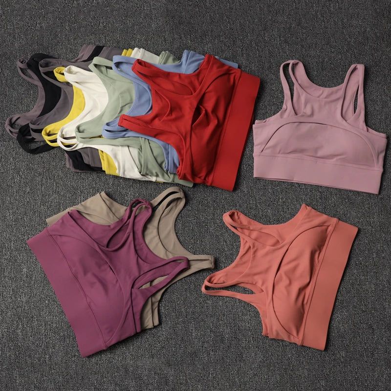 Women's Fitness Shorts Yoga Sets - High Waist Sportswear Bra Workout-Gym Shorts With Pocket