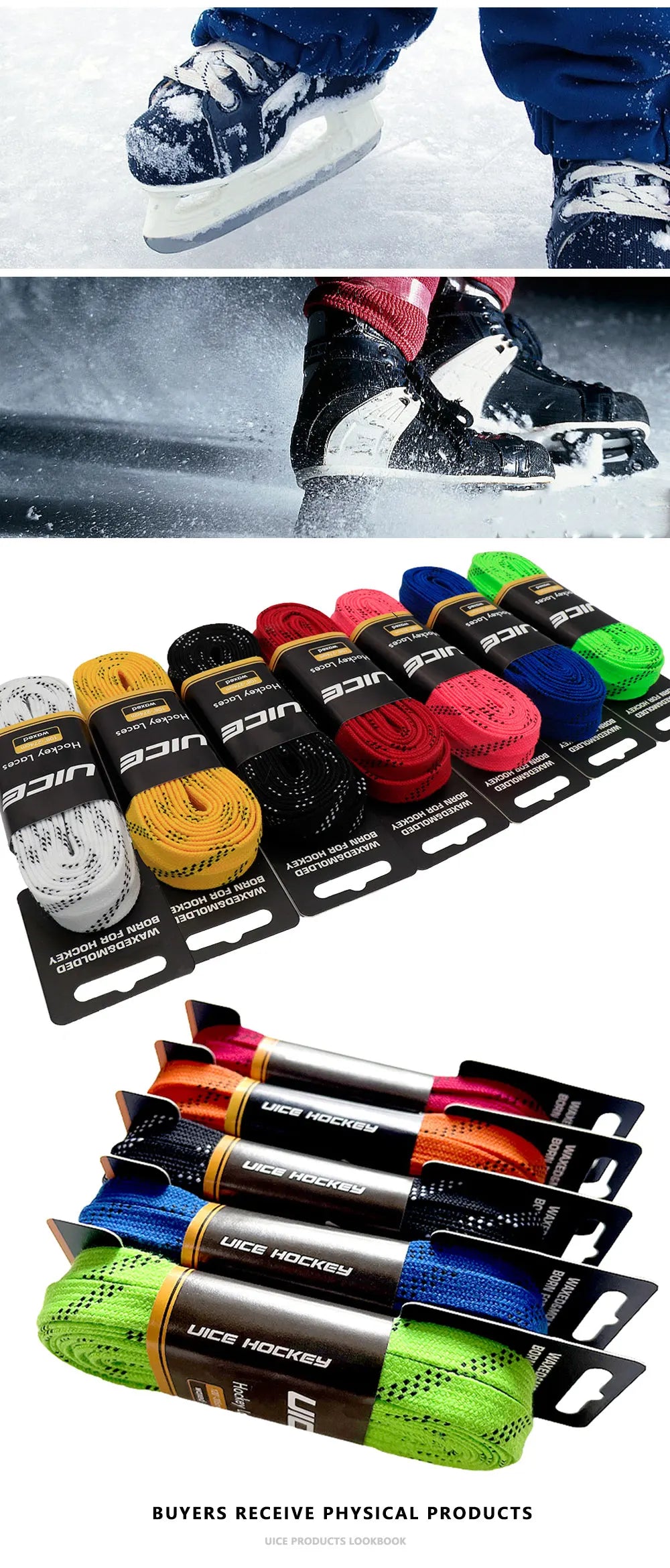 Ice Hockey Skate Laces 84 96 108 - Reinforced Waxed Tip