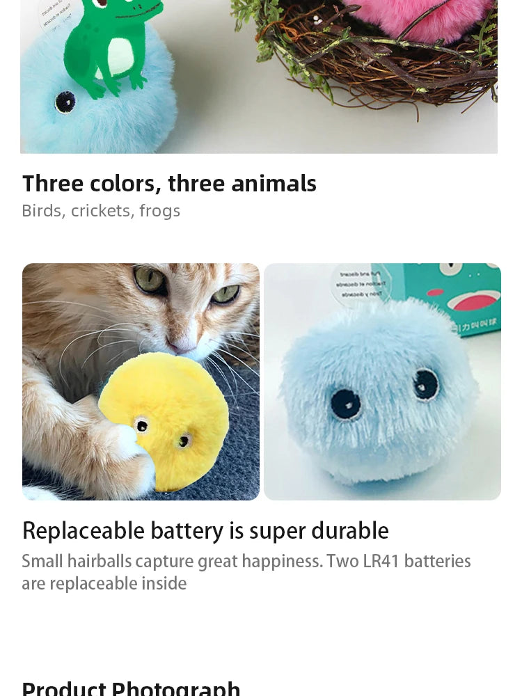 Interactive Ball Smart Cat Toys Plush Electric Catnip Training Toy