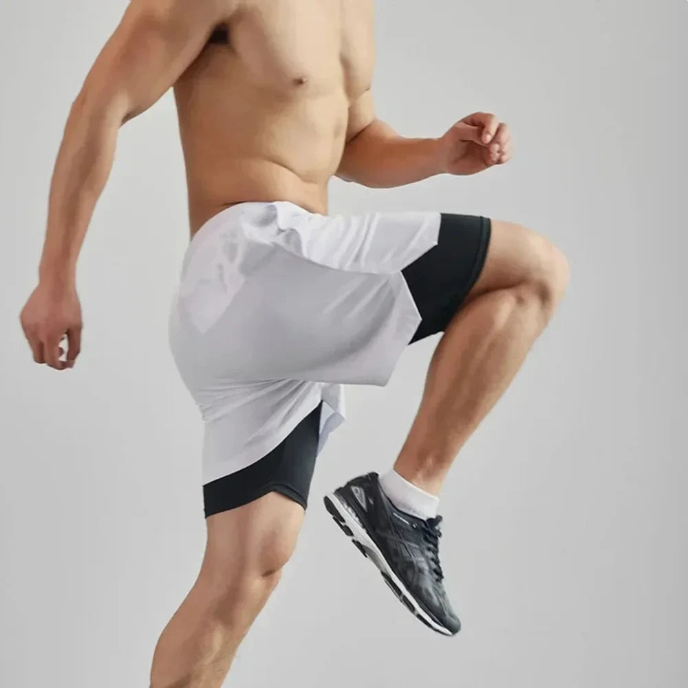Men's Two-in-one Sports Shorts Breathable Quick-drying Double-layer Shorts