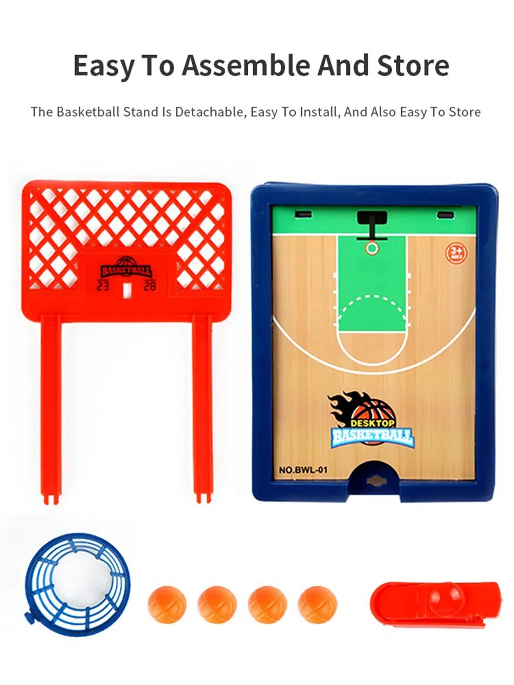 Mini basketball - desktop portable travel or office game set, suitable for indoor or outdoor use.