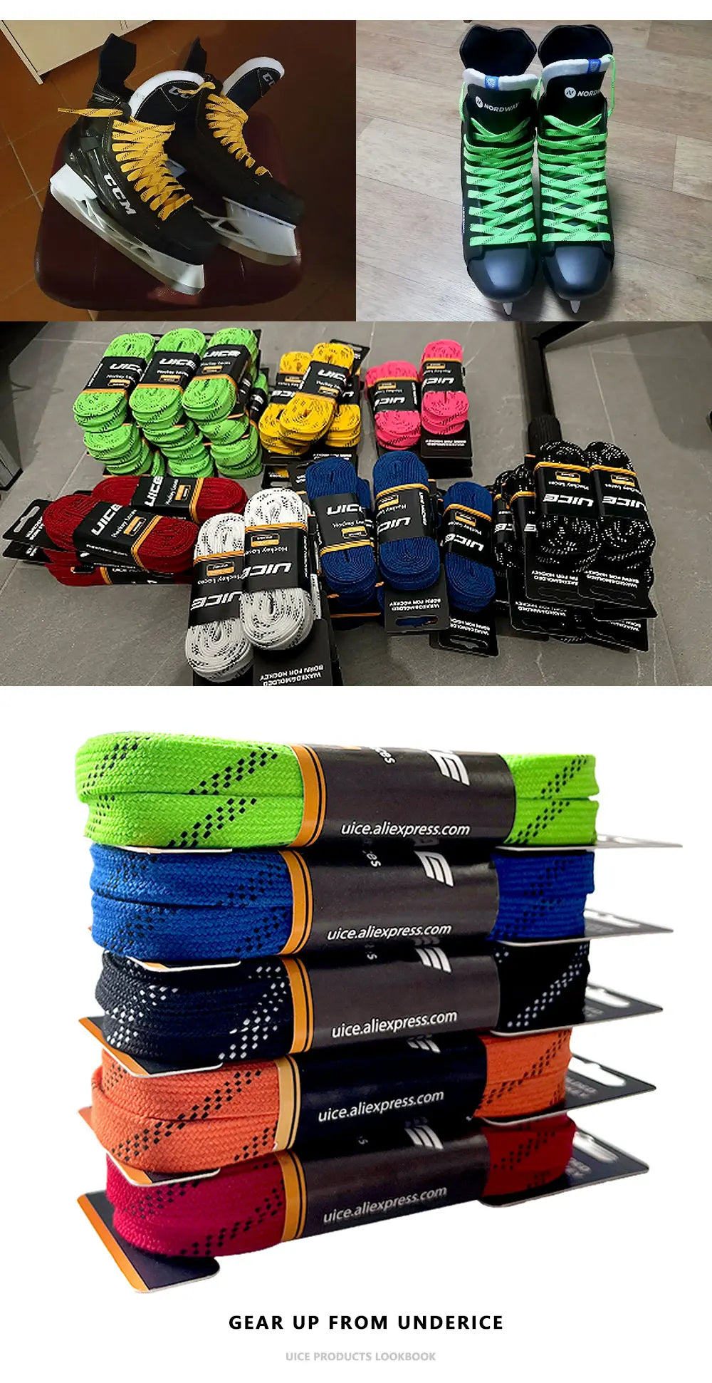 Ice Hockey Skate Laces 84 96 108 - Reinforced Waxed Tip