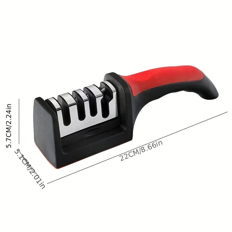 4-Stage Kitchen Knife Sharpener - Diamond & Ceramic Rods, Tungsten Steel Blades