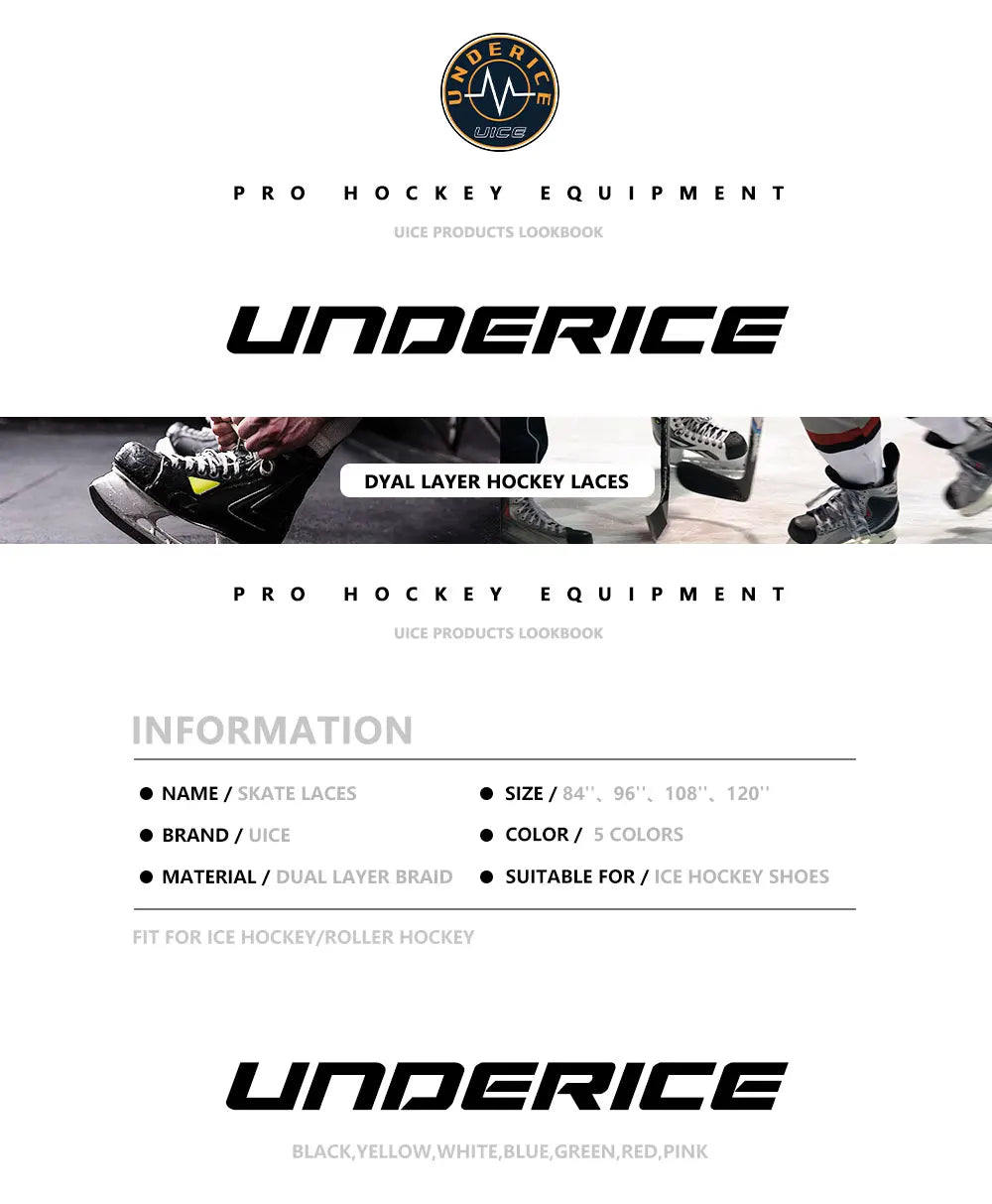 Ice Hockey Skate Laces 84 96 108 - Reinforced Waxed Tip