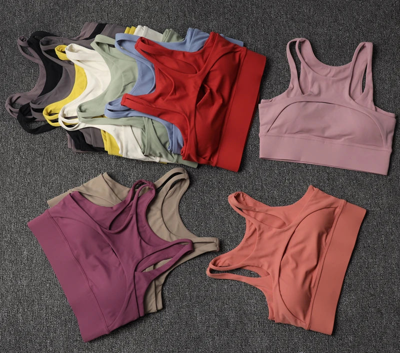 Women's Fitness Shorts Yoga Sets - High Waist Sportswear Bra Workout-Gym Shorts With Pocket