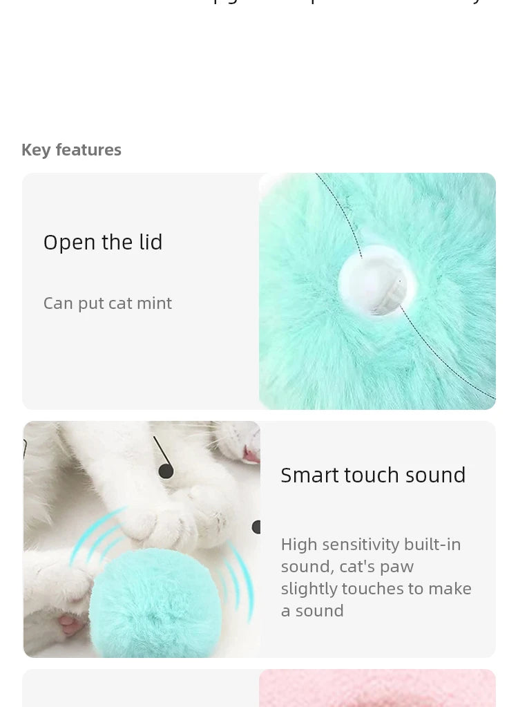 Interactive Ball Smart Cat Toys Plush Electric Catnip Training Toy
