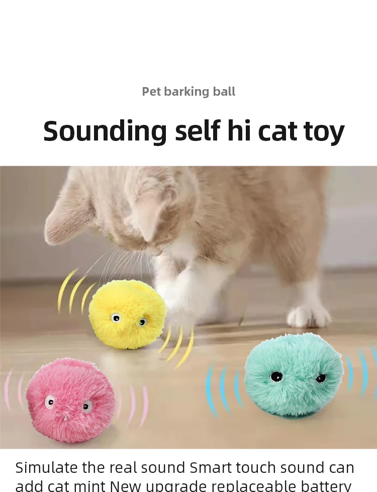 Interactive Ball Smart Cat Toys Plush Electric Catnip Training Toy